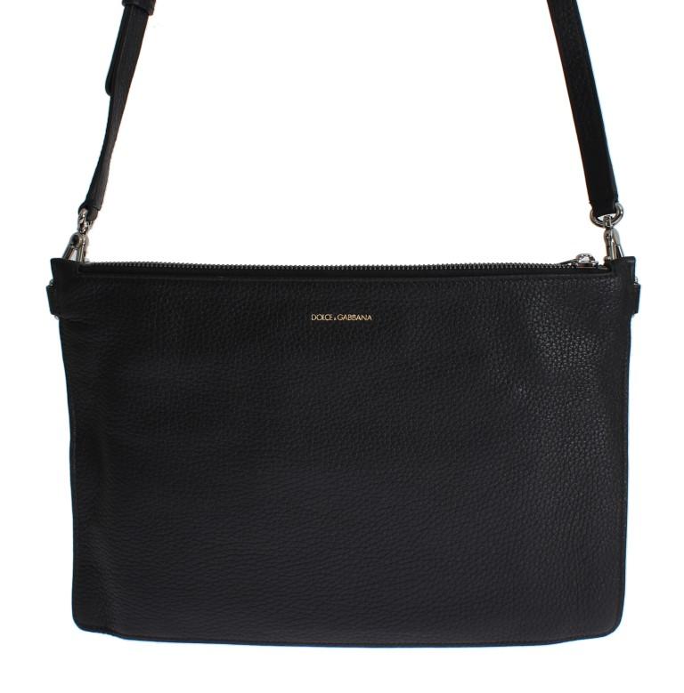 Black Leather Shoulder Cross Body Messenger Bag Purse