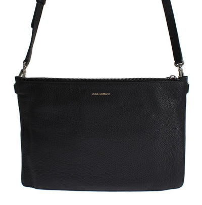 Black Leather Shoulder Cross Body Messenger Bag Purse