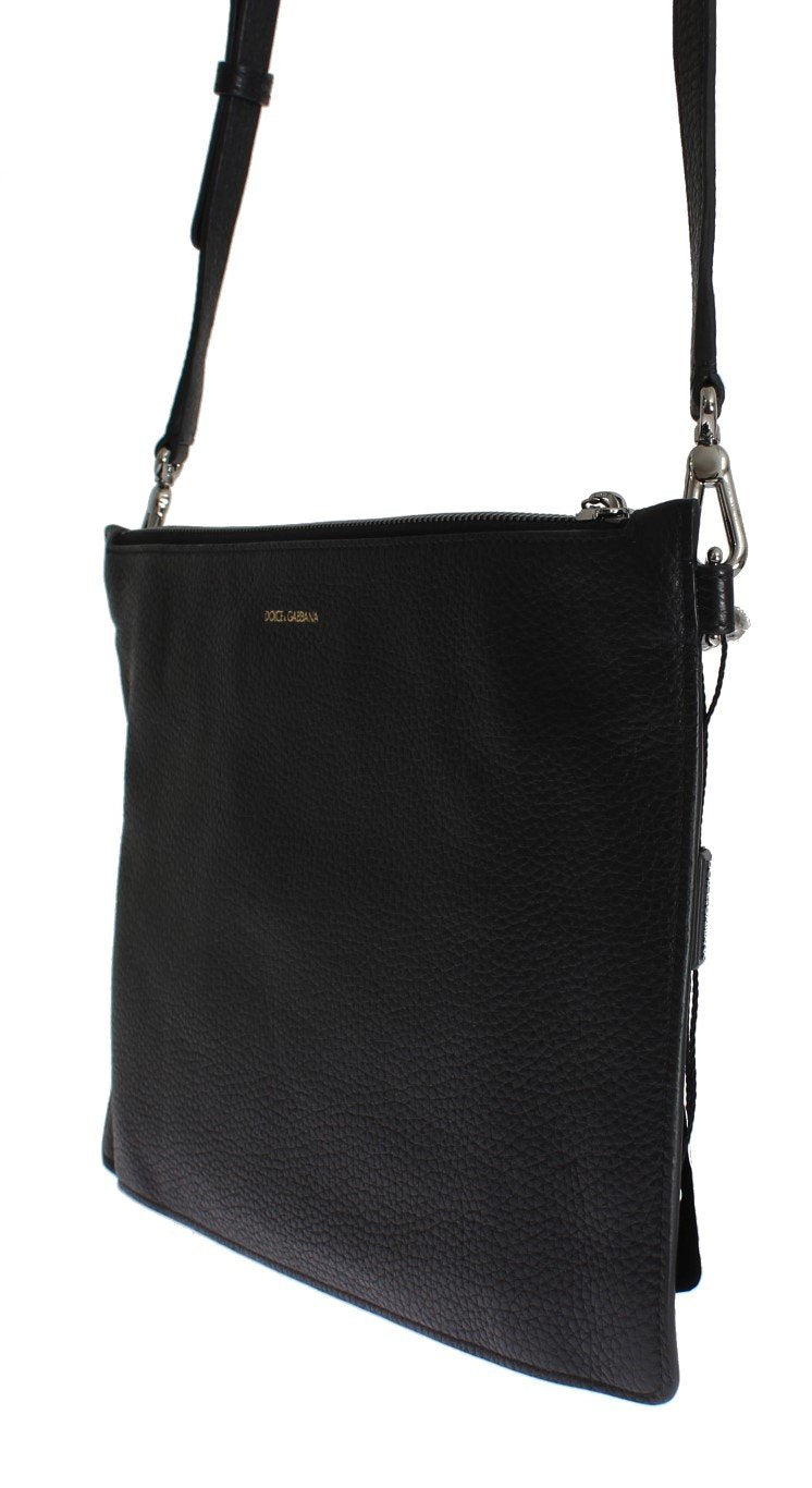 Black Leather Shoulder Cross Body Messenger Bag Purse