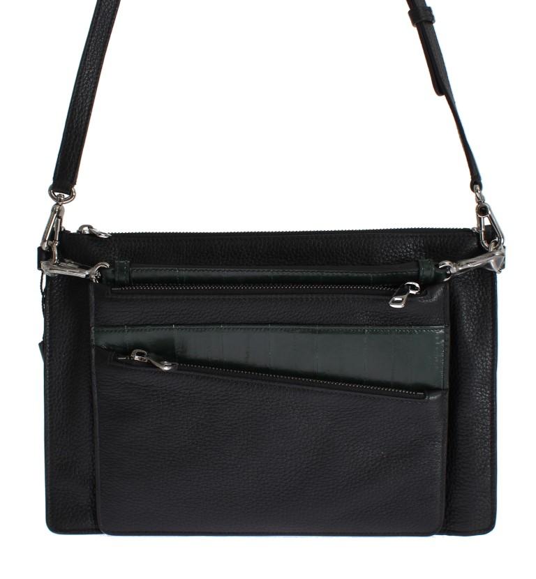 Black Leather Shoulder Cross Body Messenger Bag Purse