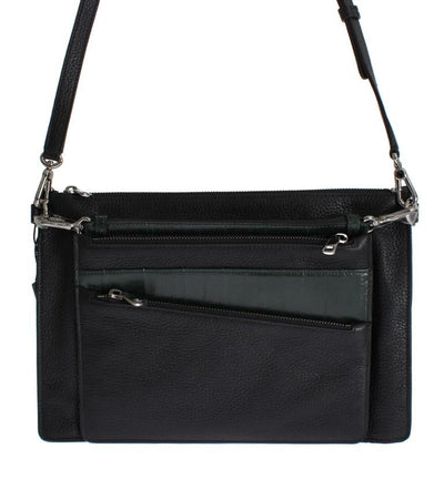 Black Leather Shoulder Cross Body Messenger Bag Purse