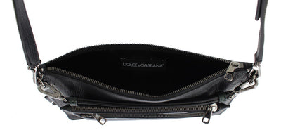 Black Leather Shoulder Cross Body Messenger Bag Purse