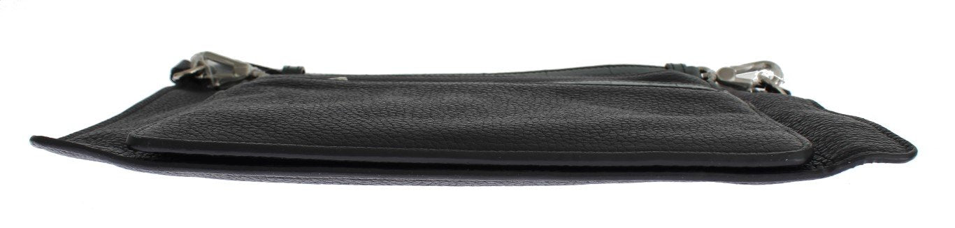 Black Leather Shoulder Cross Body Messenger Bag Purse