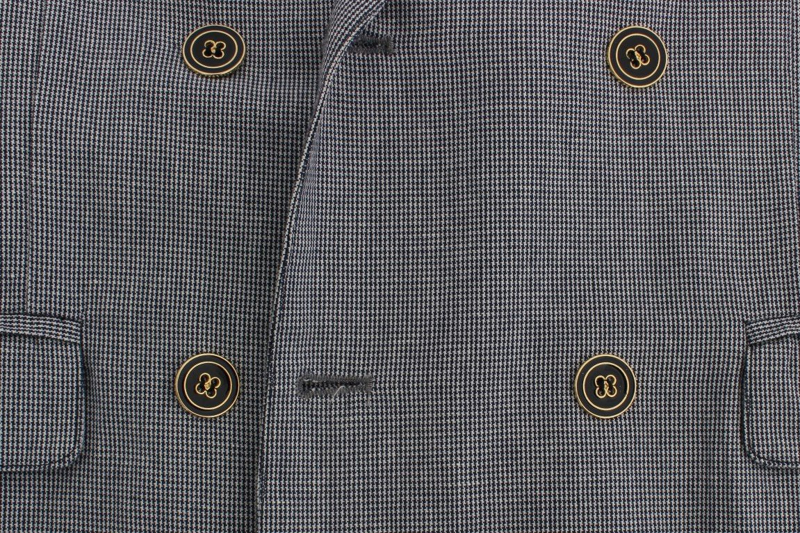 Blue Double Breasted Regular Fit Blazer