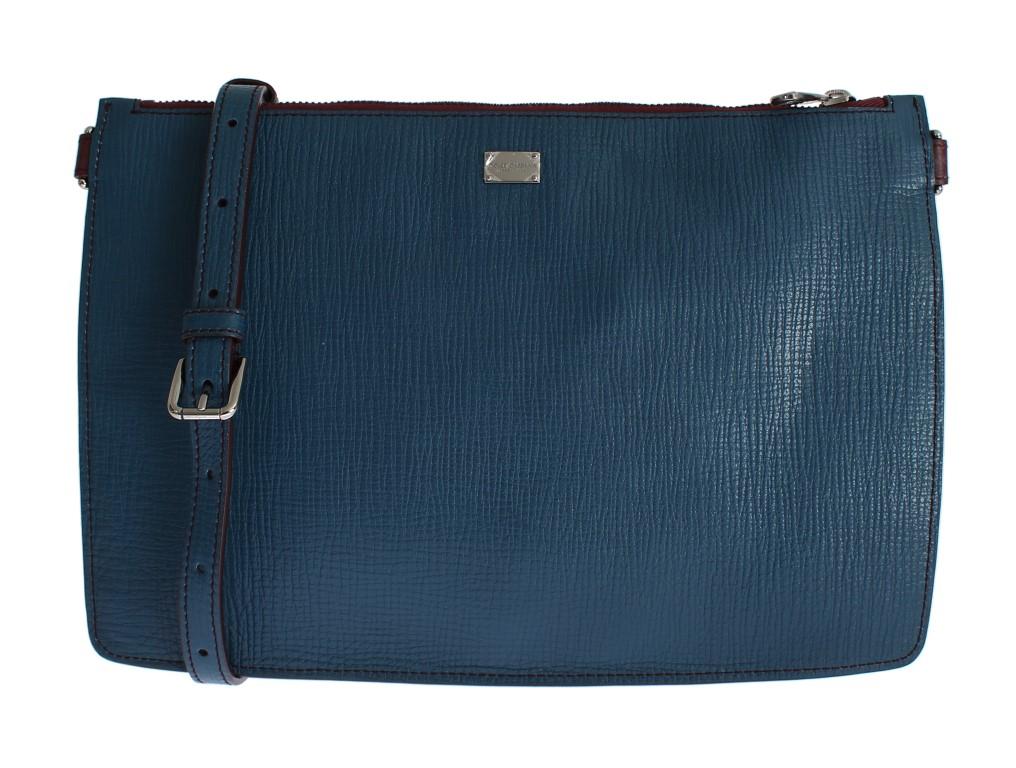 Blue Leather Shoulder Cross Body Messenger Bag Purse