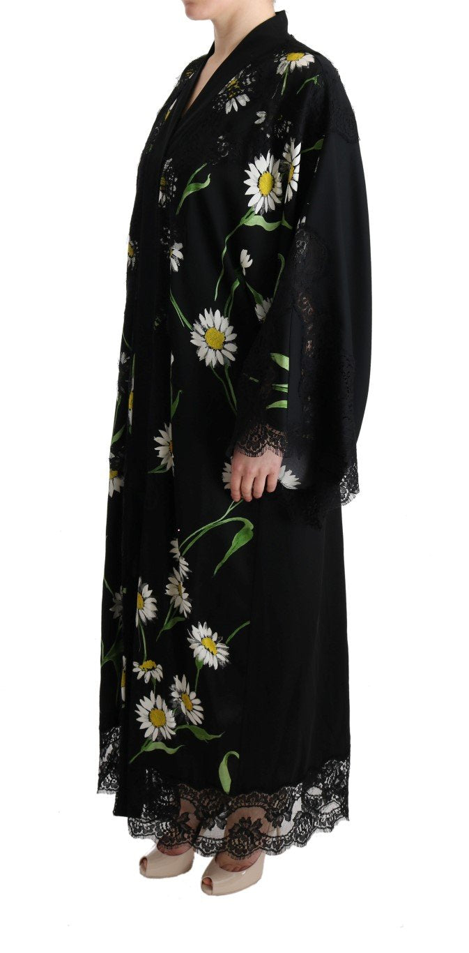 Black White Floral Lace Kaftan Dress