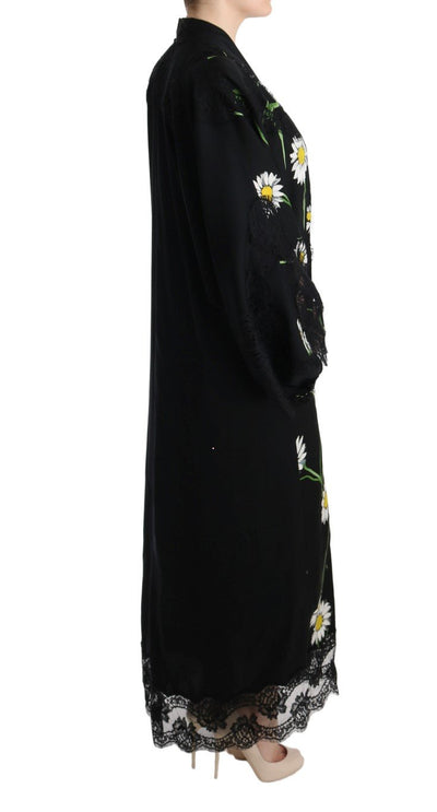 Black White Floral Lace Kaftan Dress