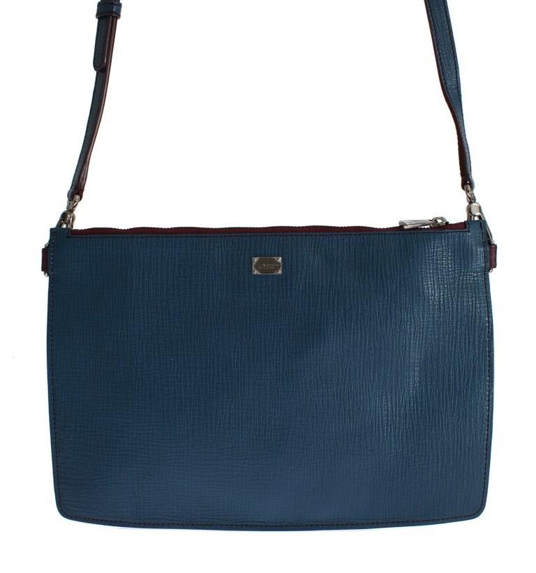 Blue Leather Shoulder Cross Body Messenger Bag Purse