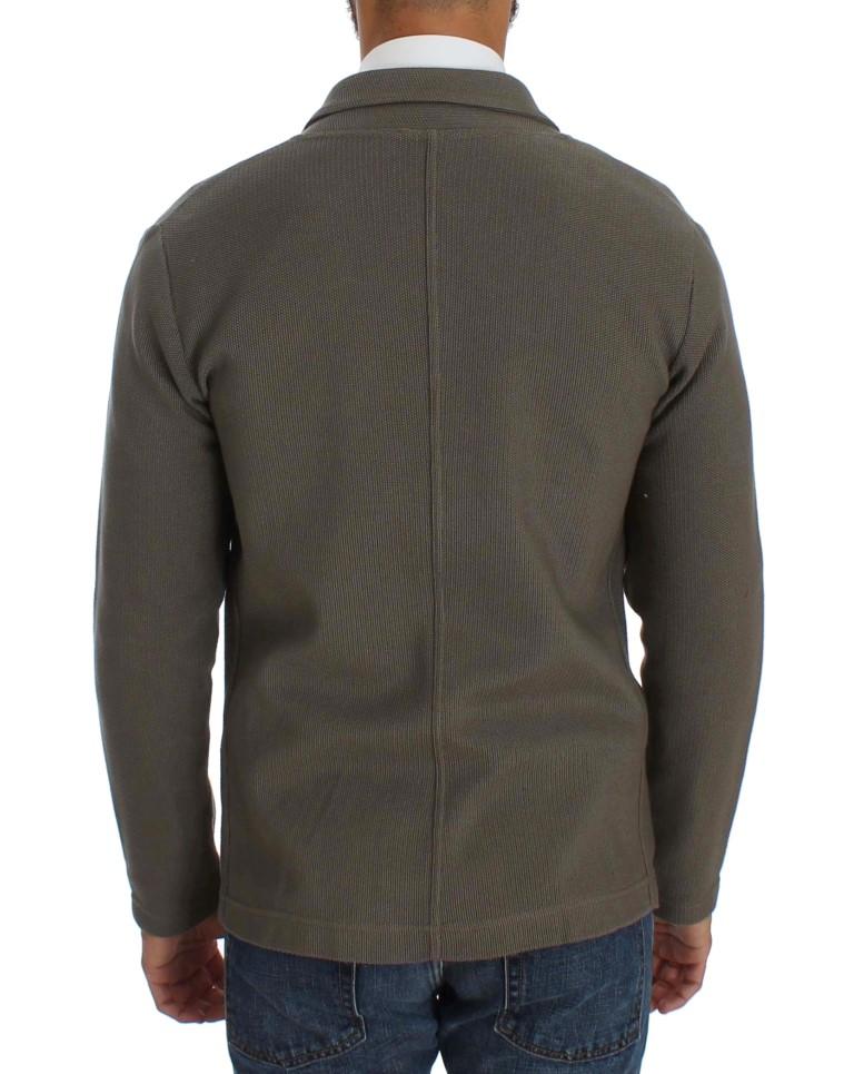 Gray Double Breasted Regular Fit Blazer