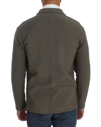Gray Double Breasted Regular Fit Blazer