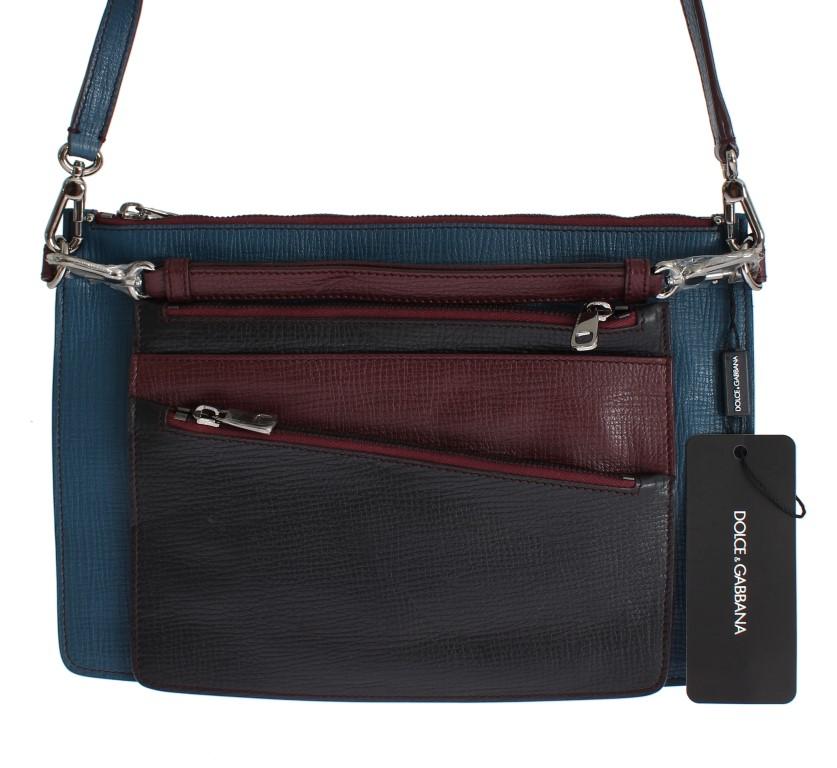 Blue Leather Shoulder Cross Body Messenger Bag Purse
