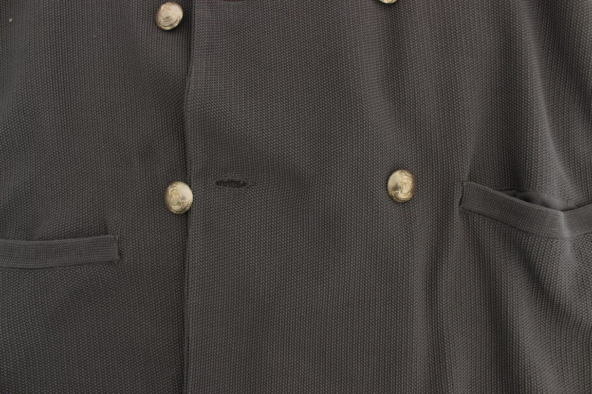 Gray Double Breasted Regular Fit Blazer