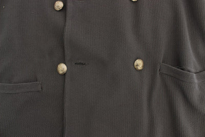 Gray Double Breasted Regular Fit Blazer