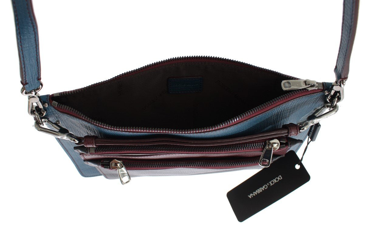 Blue Leather Shoulder Cross Body Messenger Bag Purse