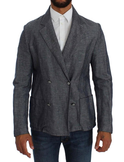 Blue Double Breasted Regular Fit Blazer