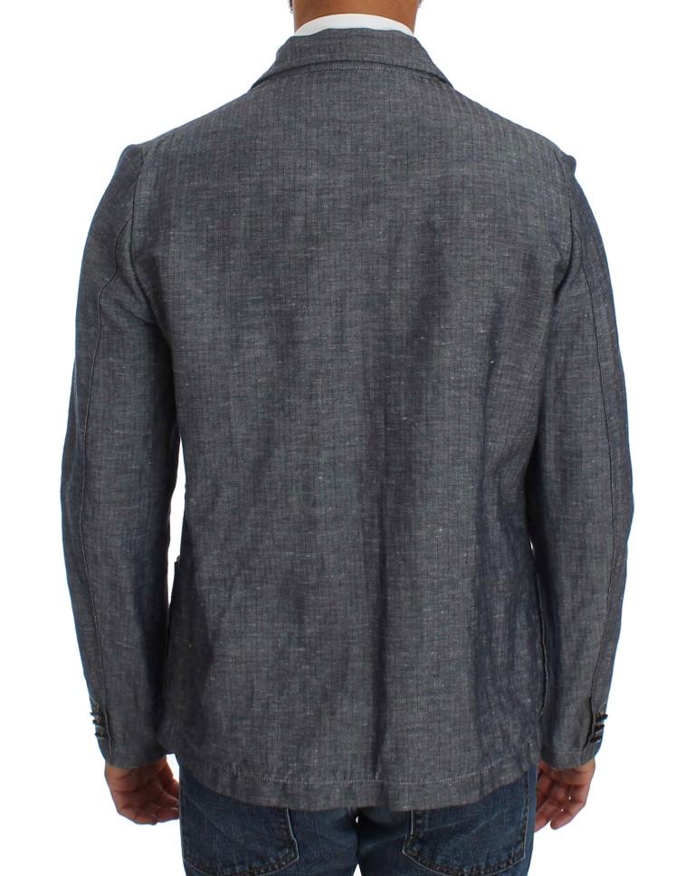 Blue Double Breasted Regular Fit Blazer