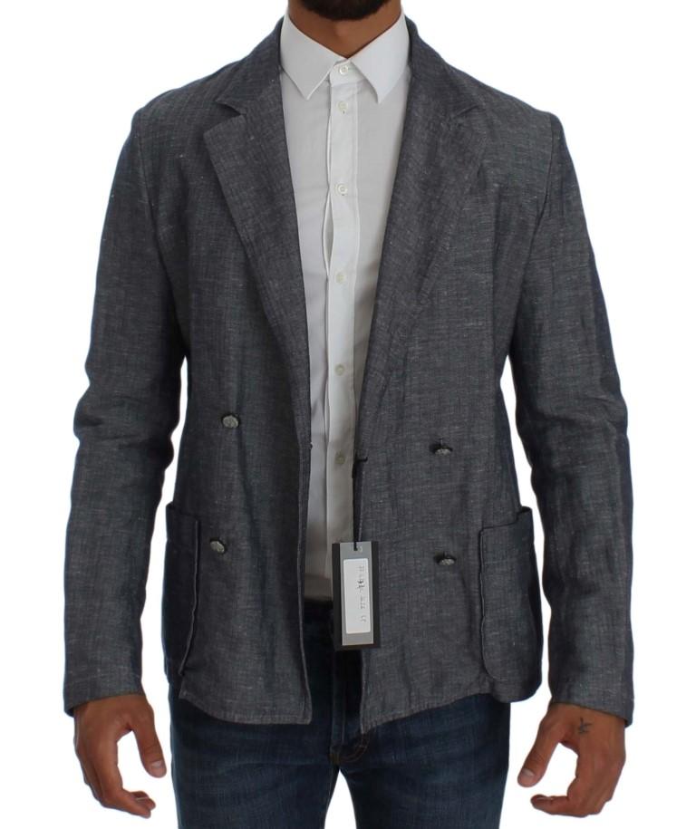 Blue Double Breasted Regular Fit Blazer
