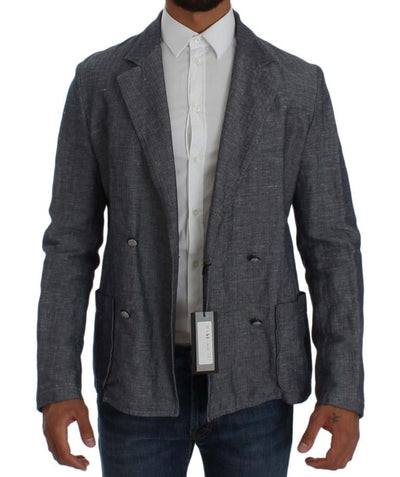 Blue Double Breasted Regular Fit Blazer