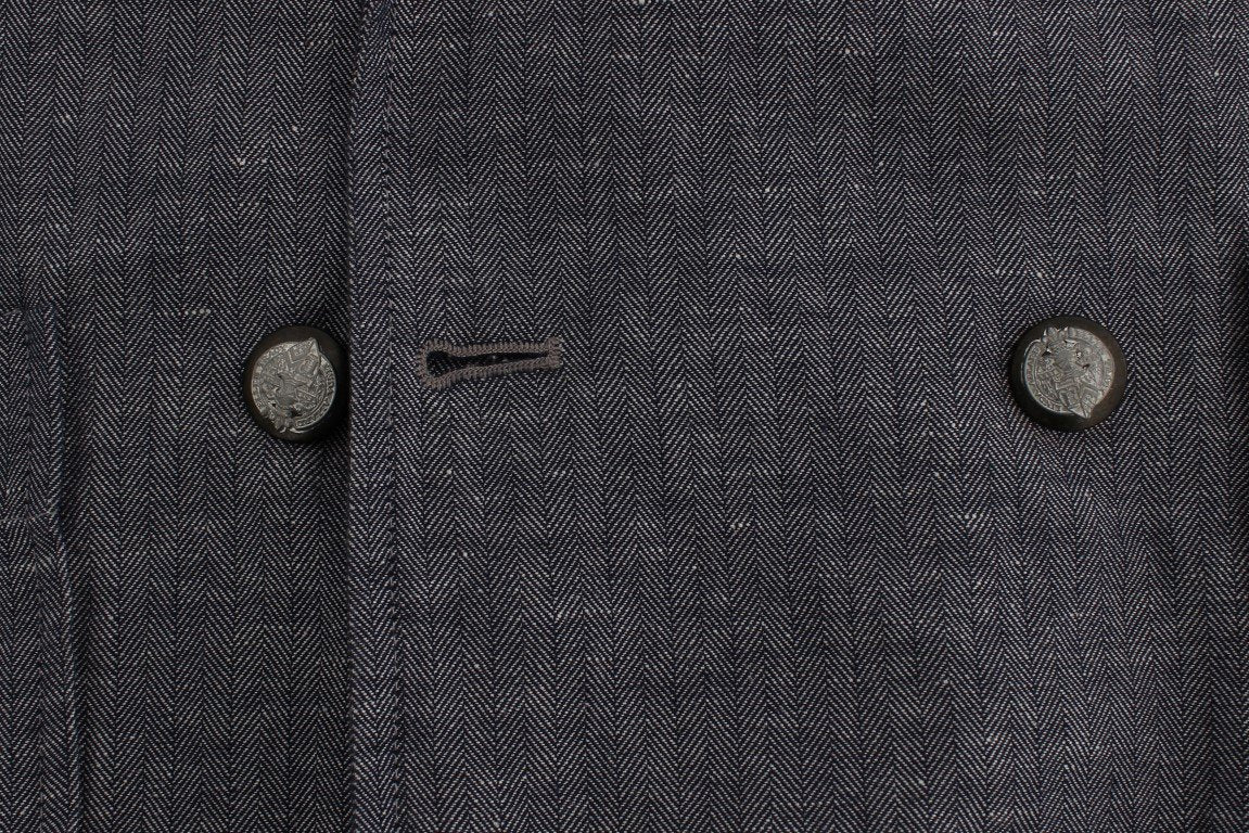 Blue Double Breasted Regular Fit Blazer
