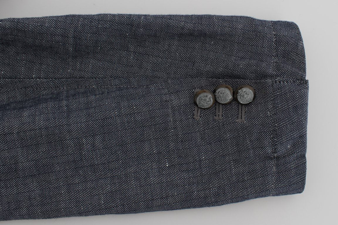 Blue Double Breasted Regular Fit Blazer