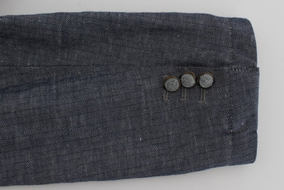 Blue Double Breasted Regular Fit Blazer