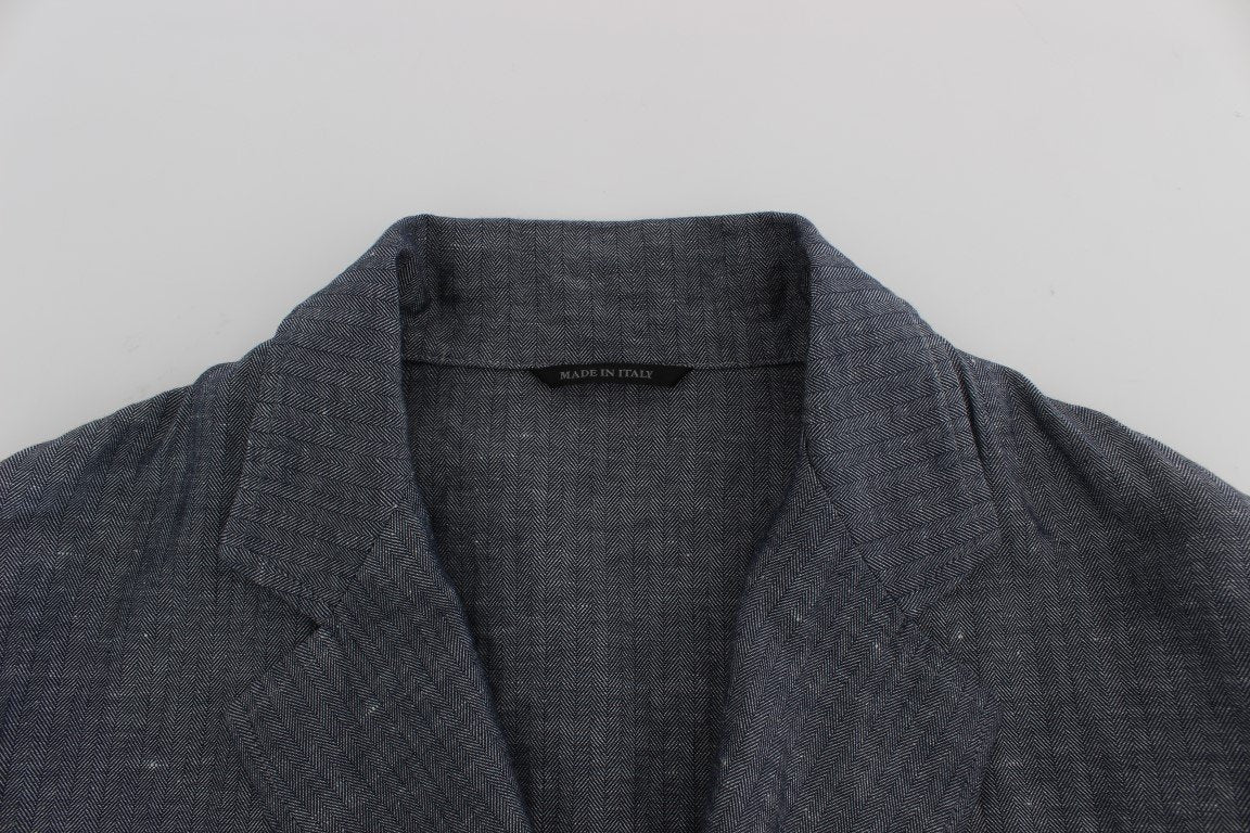Blue Double Breasted Regular Fit Blazer