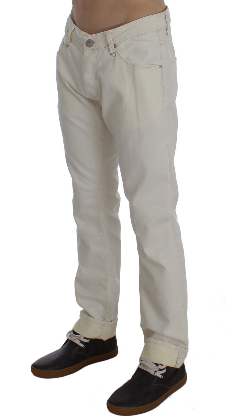 Beige Cotton Stretch Regular Fit Jeans