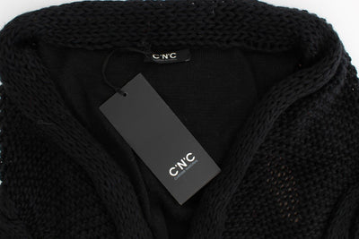 Black sleeveless knitted cardigan