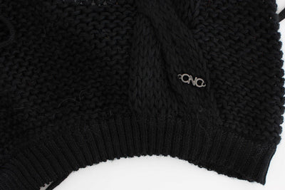 Black sleeveless knitted cardigan