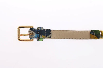 Multicolor Cotton Gold Branded Buckle Belt