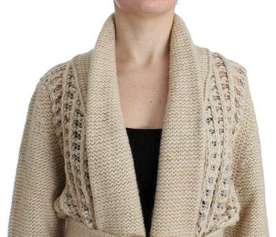 Beige cardigan heavy-weight sweater