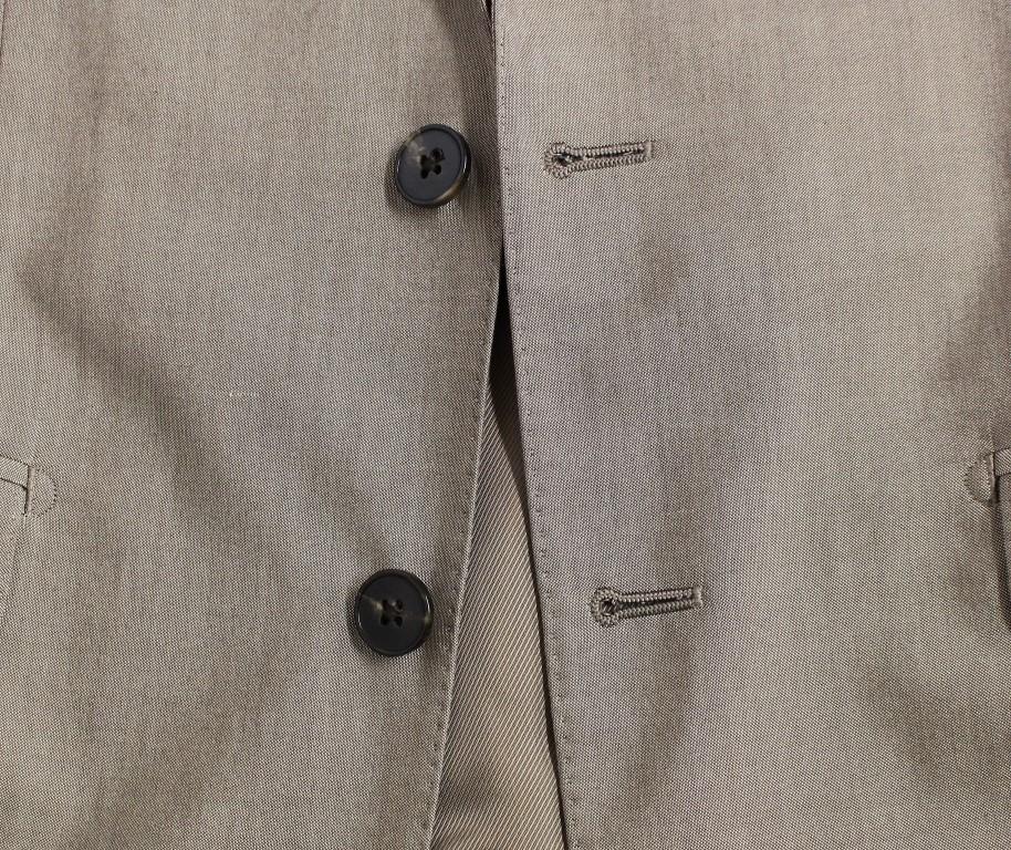 Beige Three Piece Cotton Silk MARTINI Suit