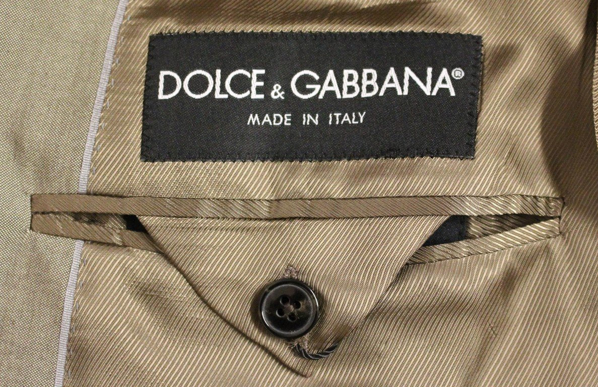 Beige Three Piece Cotton Silk MARTINI Suit