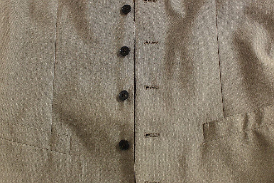 Beige Three Piece Cotton Silk MARTINI Suit