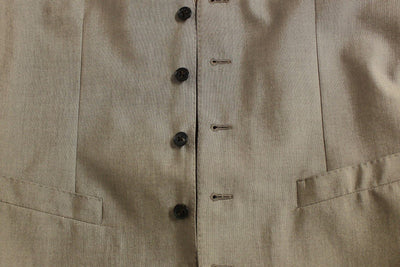 Beige Three Piece Cotton Silk MARTINI Suit