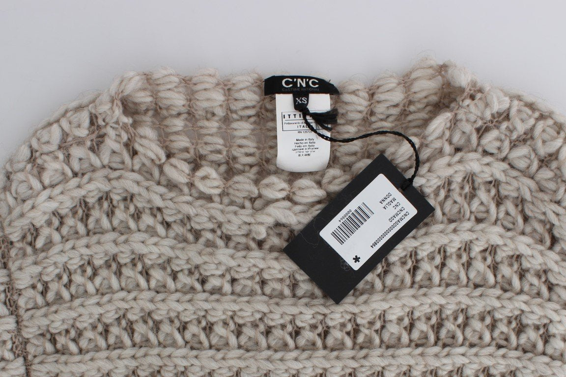 Beige short sleeved sweater