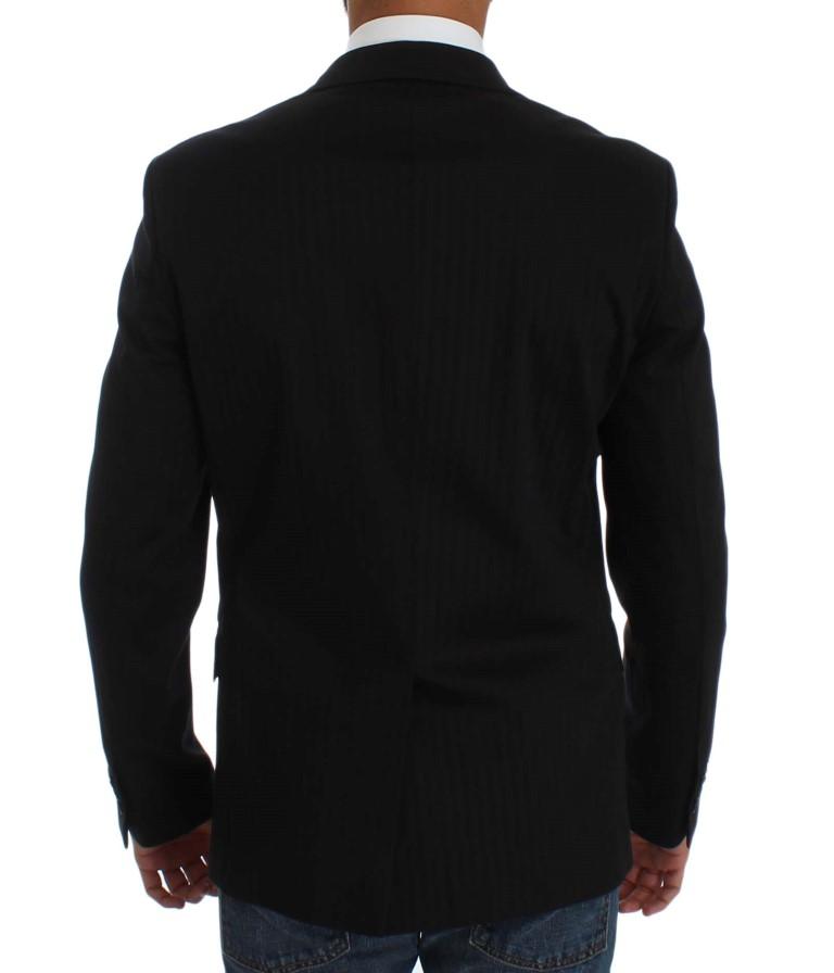 Black Striped Two Button Blazer Jacket