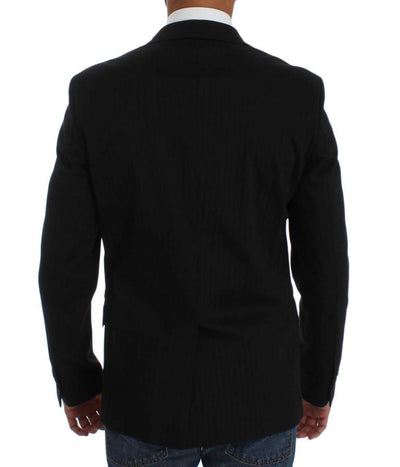 Black Striped Two Button Blazer Jacket