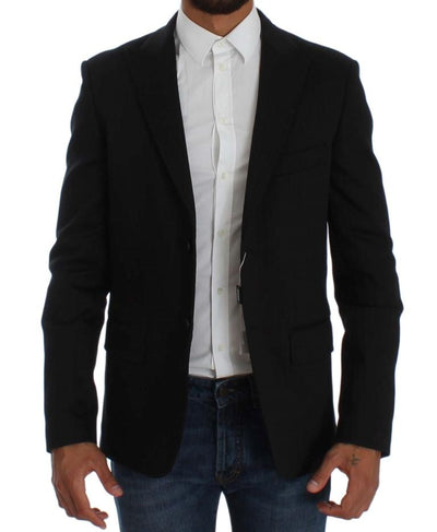 Black Striped Two Button Blazer Jacket