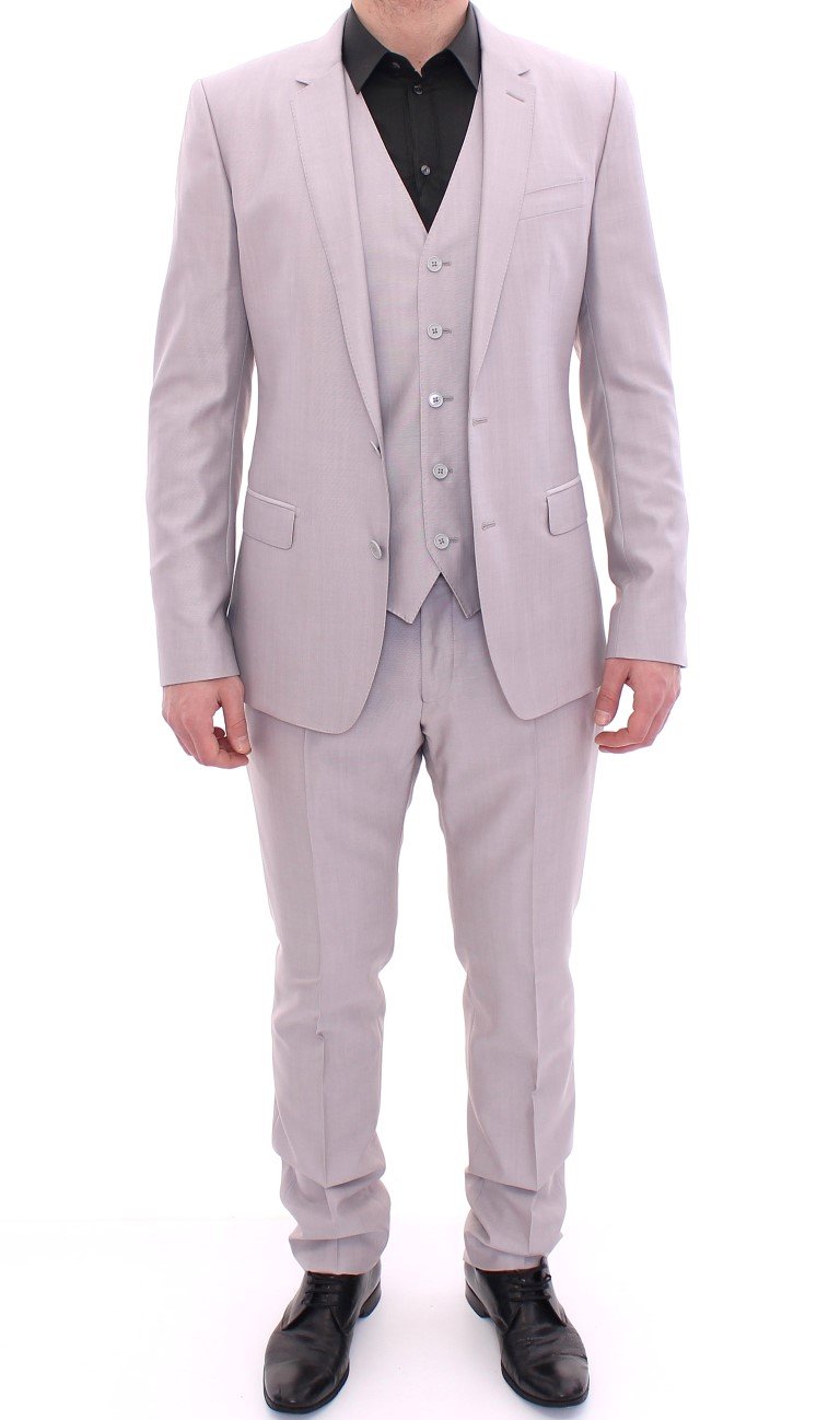 Silver Three Piece Wool Silk MARTINI Suit