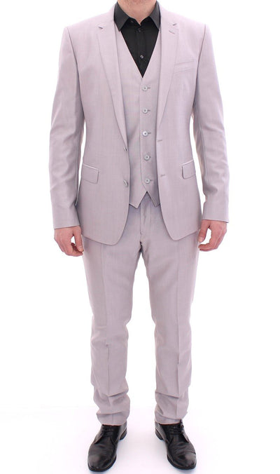 Silver Three Piece Wool Silk MARTINI Suit