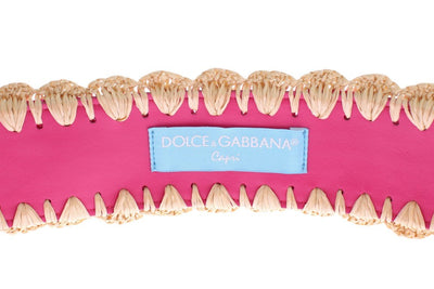 Pink Raffia Woven Wide Belt
