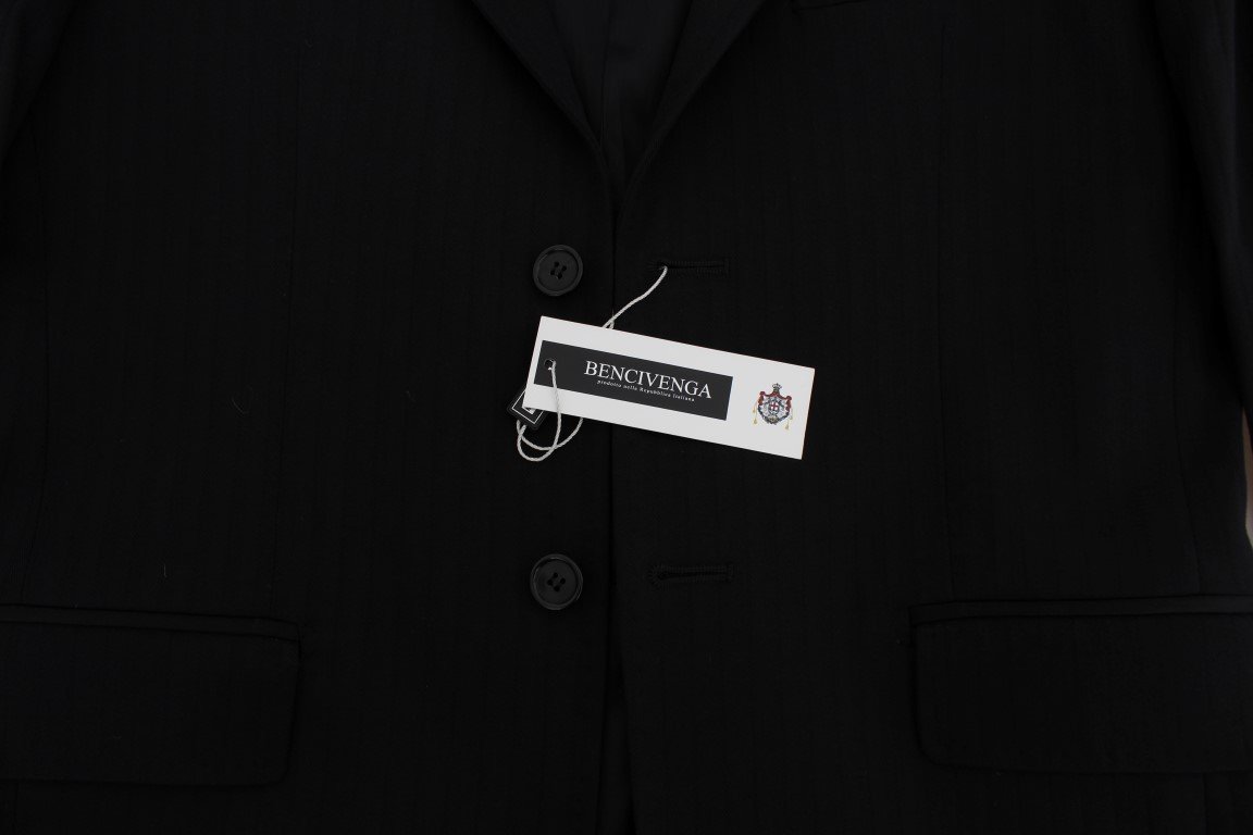 Black Striped Two Button Blazer Jacket