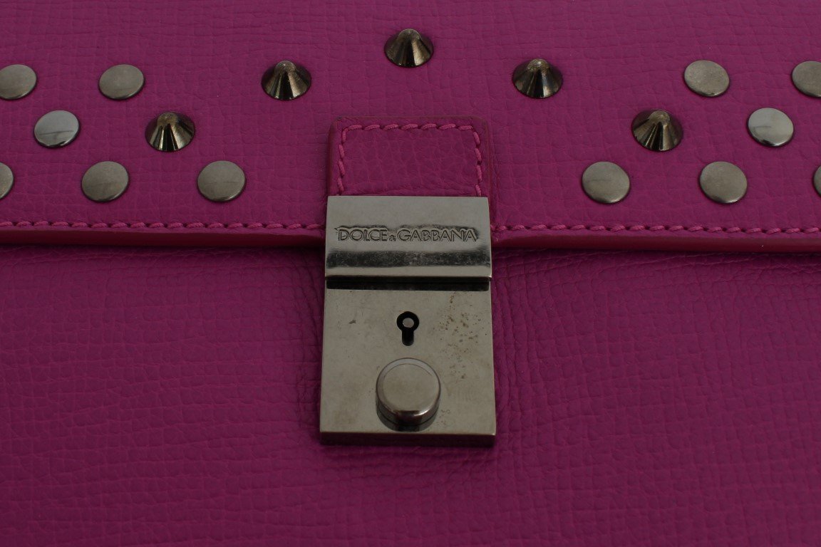 Pink Leather Studded Document Portfolio Briefcase Bag