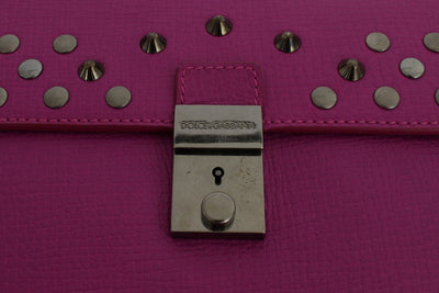 Pink Leather Studded Document Portfolio Briefcase Bag