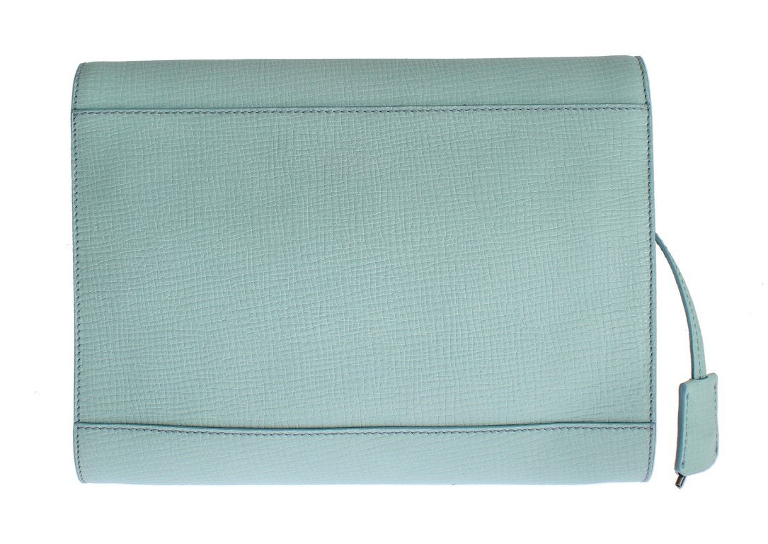 Blue Leather Studded Document Portfolio Briefcase Bag