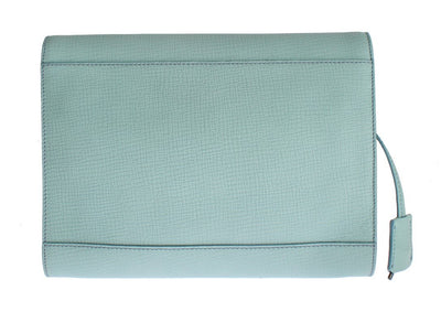 Blue Leather Studded Document Portfolio Briefcase Bag