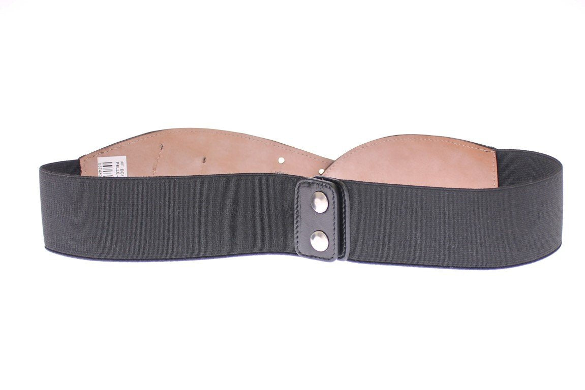 Black Leather Leopard Print Waist Belt