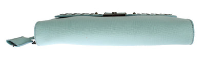 Blue Leather Studded Document Portfolio Briefcase Bag