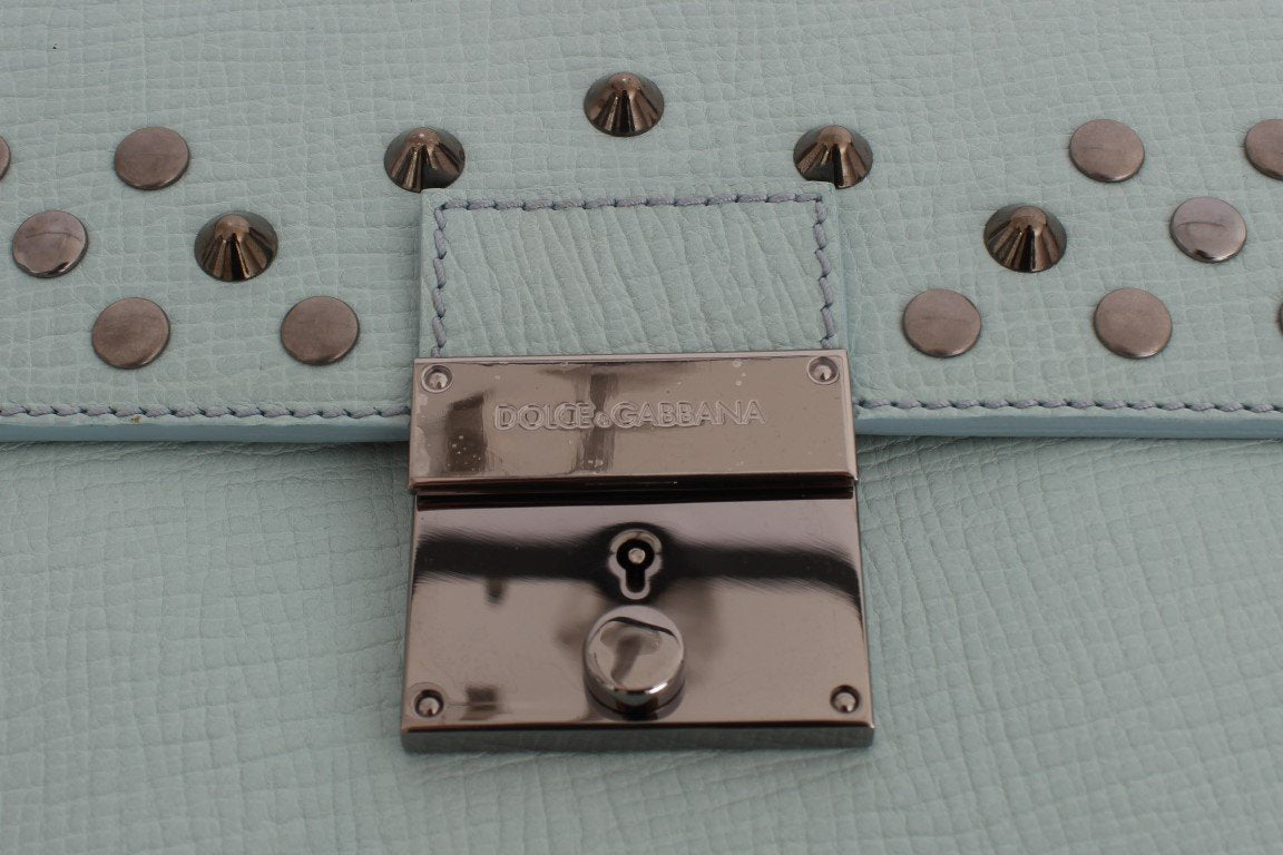Blue Leather Studded Document Portfolio Briefcase Bag